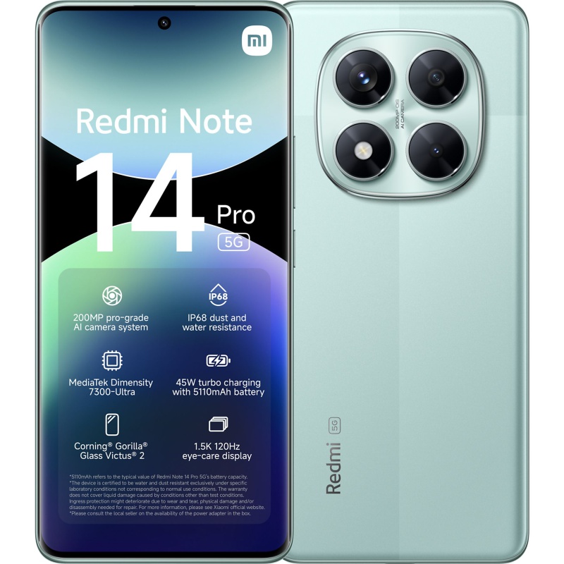 Xiaomi Redmi Note 14 Pro - 5G - 256GB - Coral Groen