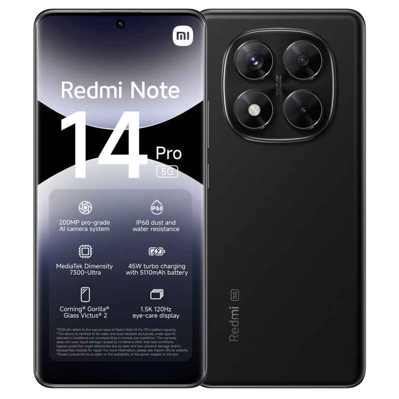 Xiaomi Redmi Note 14 Pro - 5G - 512GB - Midnight Zwart